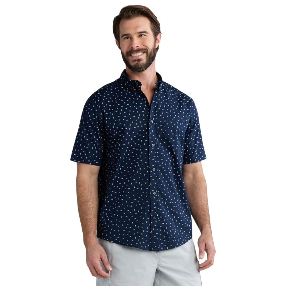 George Big & Tall Button-Up Poplin Commuter Shirt with Short Sleeves